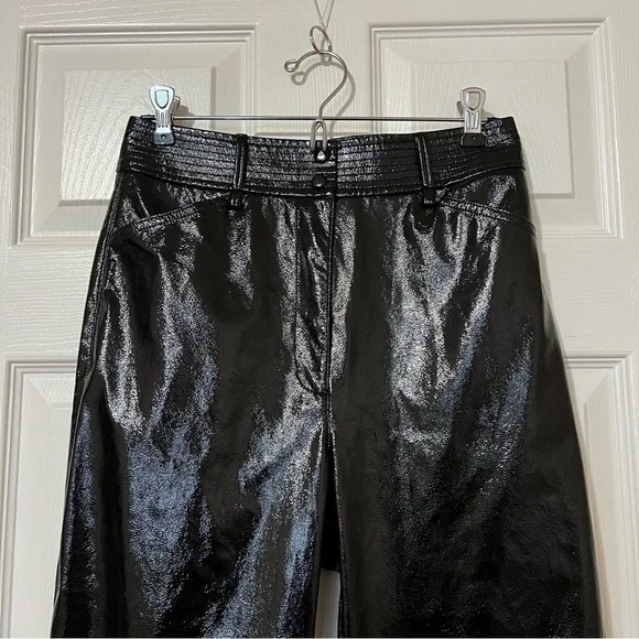 Aritzia Wilfred Funk High Rise Glossy Vinyl Vegan Leather Pants in Black - Sz 4 - Picture 4 of 16